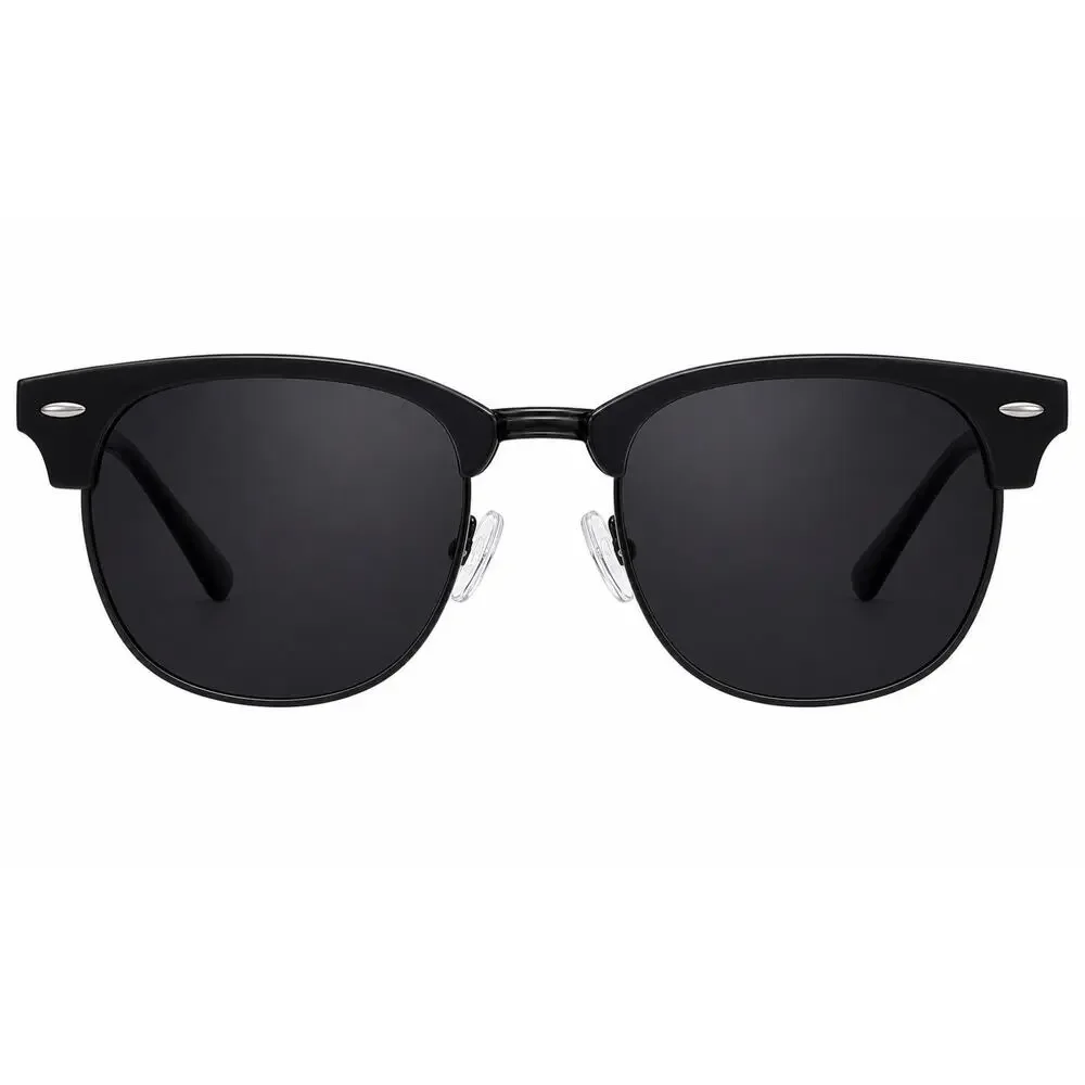 Retro Unisex Matte Black Lens Horn Rimmed Sunglasses Driving